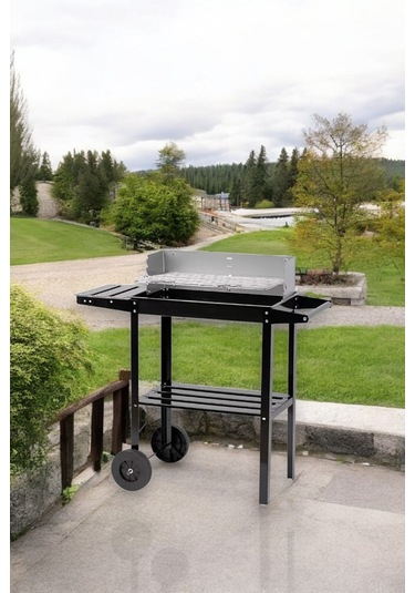 Pratik Kömürlü Mangal Rüzgar Korumalı Barbekü-yan Ve Orta Raflı T