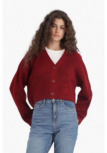 Defacto Regular Fit V Yaka Hırka U2052az25wnbr456 Bordo Defacto Regular Fit V Yaka Hırka U2052az25wnbr456 Bordo