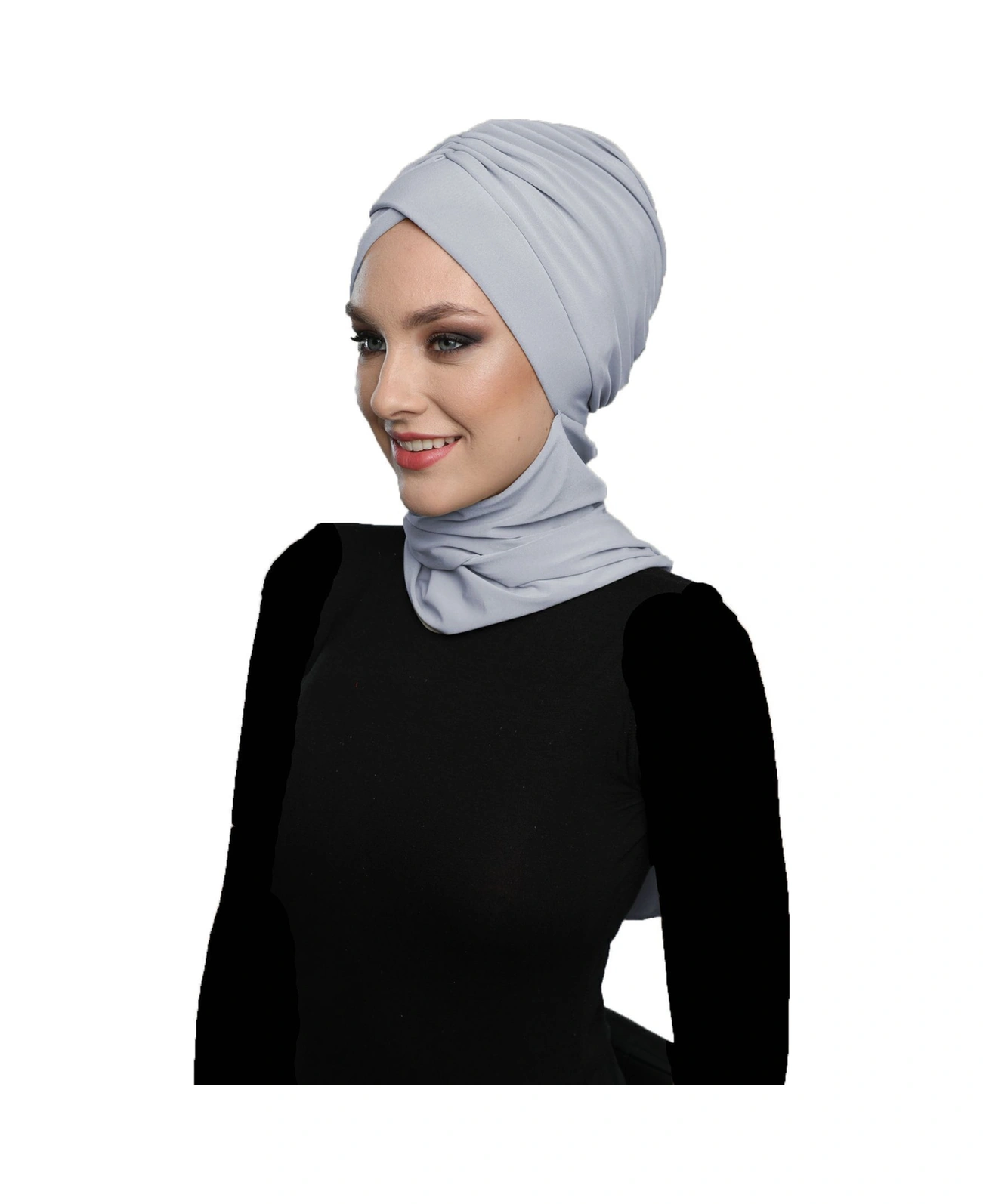 Kardelen Atkılı Astarlı Açık Gri Hazır Türban Tesettür Havuz Ve Dış Bone Açık Gri