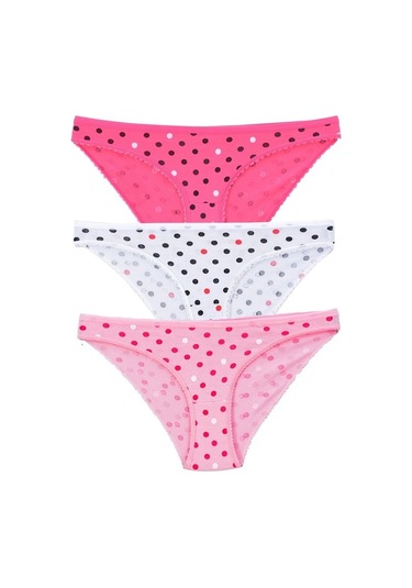 Kadın 3'Lü Paket Desenli Bikini Külot Karışık (481017853)-Tek Ebat-Karışık Çok Renkli