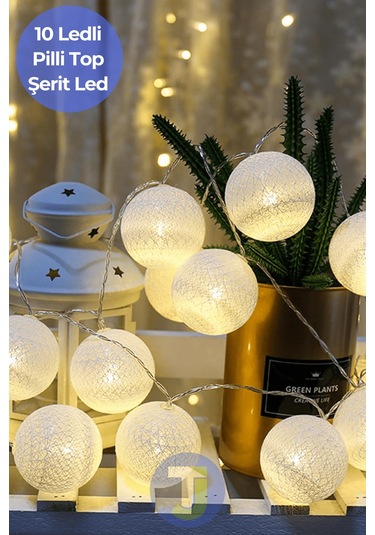 Technojet 10 Led Pilli Dekoratif Top Işık 2mt, 4 Cm Top Çap 2 Metre