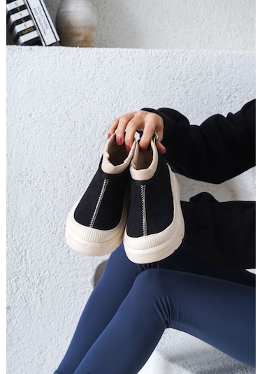 D436 Kadın Soğuk Geçirmez Kışlık Bot Siyah