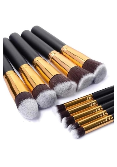 Şehrazat Saplı Makyaj Fırça Seti Siyah 10'lu