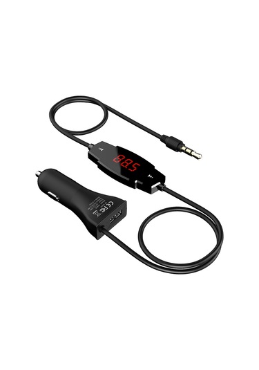 Lemestar Siyah Araç Fm Verici: 3.5mm Ses Bağlantısı, Ellerden Özgür Konuşma Ve 2.4a Usb Şarj Cihazı
