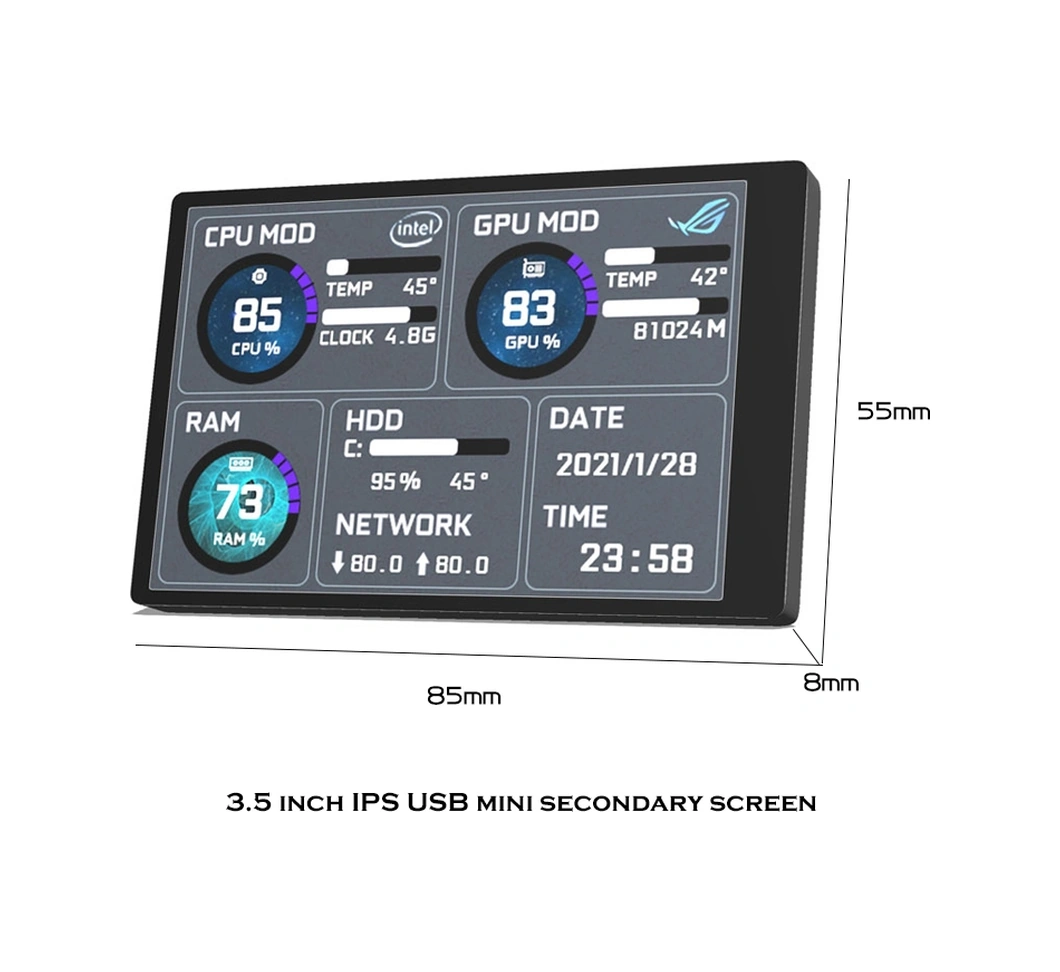 Sones 3,5 İnç Ips Tüm Bilgisayar Monitörlerini Görüntüle Usb Kasa Vice Ekran Seti 2 Siyah