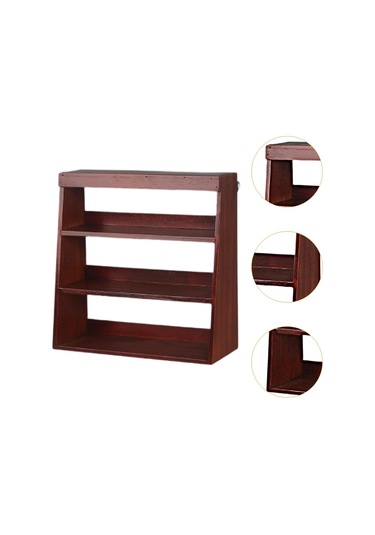 Suntek Kupa Tutucu Rafı 3 Katlı Ahşap Ekran Yükseltici Kırmızı Kahverengi