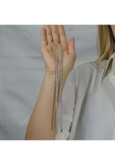 Modagümüşevi Pırlanta Tasarımlı Yuvarlak 925 Ayar Gümüş Su Yolu Kolye 3.5 Mm