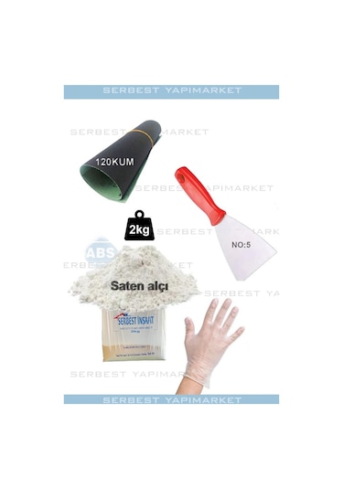 Duvar Tamir Seti 2 Kg Saten Alçı Spatula Eldiven