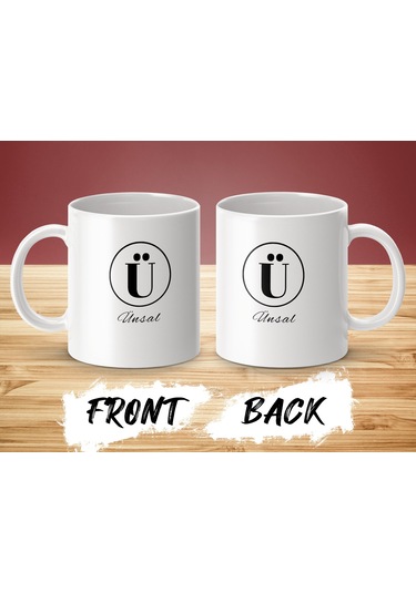Ünsal İsimli Kupa Bardak, Harfli Bardak, Hediye Kupa Bardak, Kahve Kupa Bardak Beyaz
