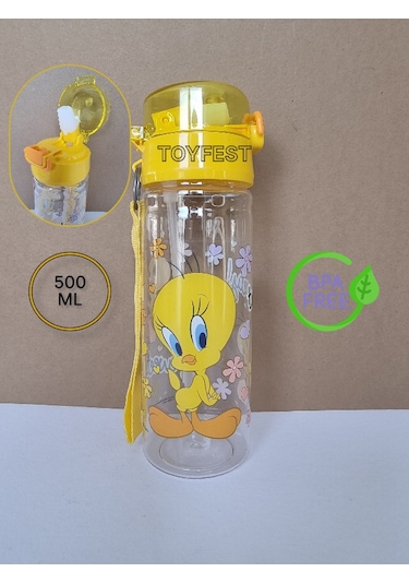 Pipetli Suluk Matara - Kilit Kapaklı Tweety Temalı Lisanslı - 500 Ml