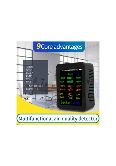 Taşınabilir Hava Kalitesi Ölçer 9in1 Pm2.5 Pm10 Co Siyah