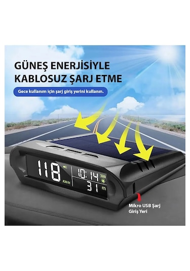 Monozone Güneş Enerjili Hız Ölçer Evrensel Gps Hız Göstergesi