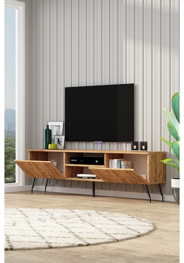 Beran Tv Ünitesi 180 Cm Raflı Düşer Kapaklı Alt Modül Atlantik Çam Atlantik Çam