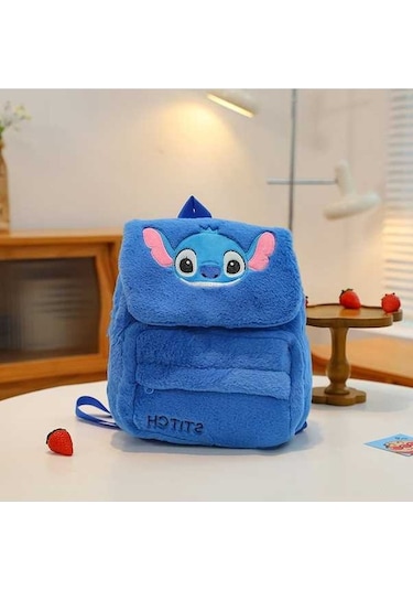 Maoyaya Karikatür Hafif Peluş Sırt Çantası Stitch Desenli Koyu Mavi koyu mavi