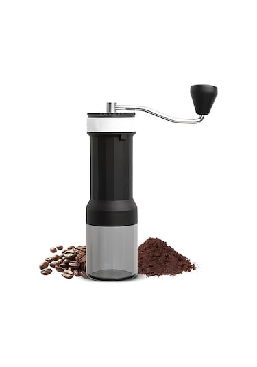 40 Seviyeli Ayarlanabilir Manuel Kahve Değirmeni - Paslanmaz Çelik Bıçaklı, Çift Rulmanlı, Seyahat Ve Kamp İçin Portatif Siyah Siyah