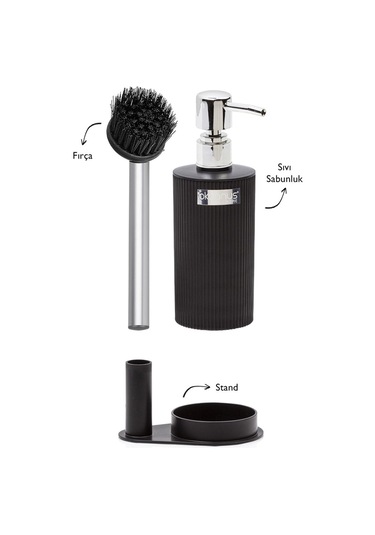 Okyanus Home Fırçalı Sıvı Sabunluk Siyah