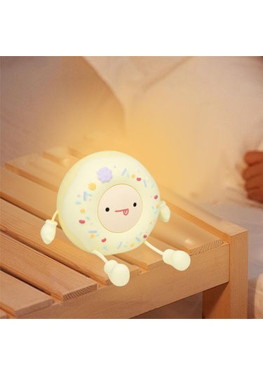 Suntek Silikon Donut Gece Lambası, Komik, Yumuşak, Yatak Odası Beyaz Çok Renkli