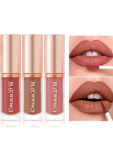 Mat Kadife Dudak Parlatıcısı Koyu Kırmızı Kahverengi Dudak Sır Kalıcı 08 Pembe