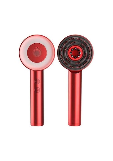 Novahub Yağ Aplikatörlü Saç Derisi Masaj Fırçası - Shiatsu Kırmızı, Kablosuz Masaj Aleti Kırmızı