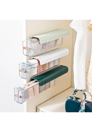 Mavi 1 Adet Temizle Duvara Monte Çekmece Organizatör Ayarlanabilir Bölmeli Duvar Asılı Şeffaf İç Külot Depolama Mavi