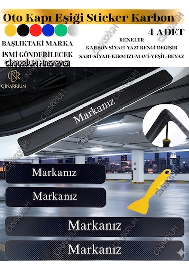 Daewoo Yerli Üretim Özel Üretimoto Kapı Eşikleri Sticker Karbon 4 Adet