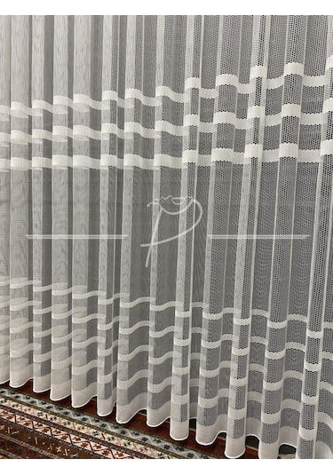 Tül Perde Fileli Örme Geniş Petek Dokulu Ütü Sevmez Kırık Beyaz