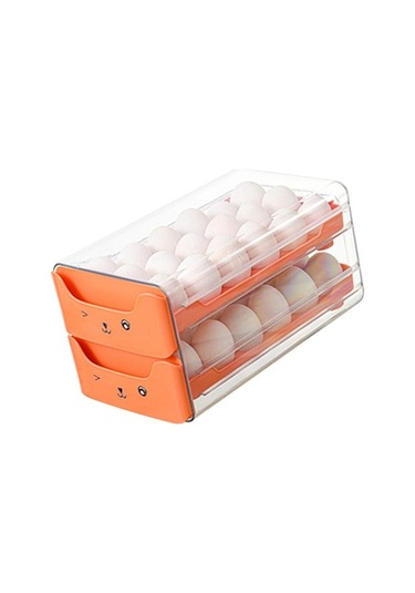 Pazly Çift Katmanlı Şeffaf Yumurta Çekmecesi Uzatma Bağımsız Yuva Turuncu Turuncu