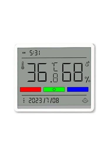 Skycity Beyaz Evcil Dijital Sicaklık Nem Ölçer, Büyük Ekran, Zaman/tarih Gösterimi, Hassas Sensör, Pil İçerir Cr2032