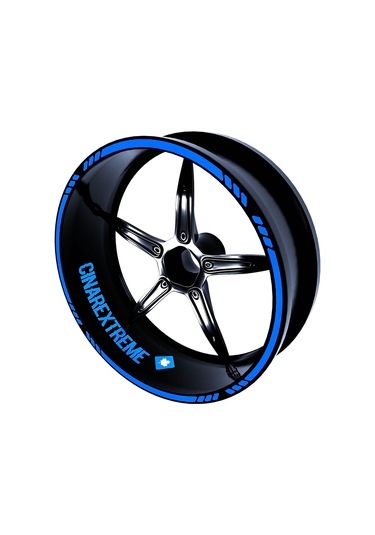 4 Parçalı Kesikli Tasarımlı Azur Mavi Jant Şeridi Sticker Çınar Extreme