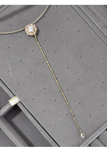 Choker Taşlı Y Kolye Gold Diğer