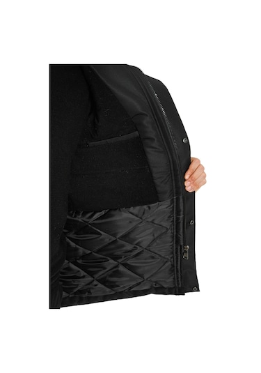 Montland Erkek Siyah Içi Polarlı Su Ve Rüzgar Geçirmez Kapüşonlu Kışlık Mont Siyah