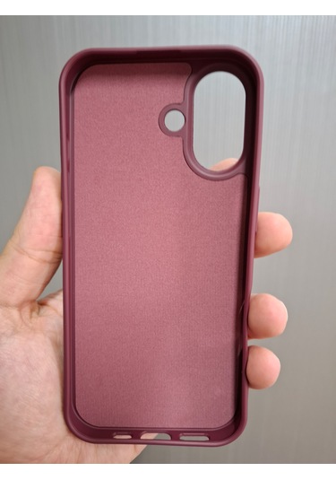 İphone 17 Uyumlu Logolu İçi Kadife Silikon Lansman Kılıf Bordo