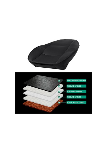 Yaozixa Ön Koltuk Tam Kapama Deri Koltuk Kılıfı, Siyah, 56.5x54cm, Standart Araçlar İçin Uygun