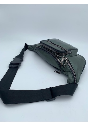 Nahitatyana Unisex Yeşil Çok Cepli Hakiki Deri Freebag Bel Çantas Yesil