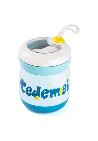 Tantitoni Tedemeı Mavi Paslanmaz Çelik Kaşıklı Yemek Taşıma Kabı 450 Ml Mavi