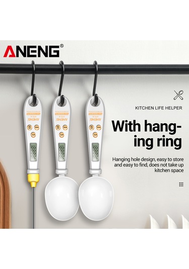 Yifomall Aneng Htc-6 Dijital Ölçüm Kaşığı Ve Mutfak Termometresi, 3 Birim G/oz/lb Ve Sıcaklık / Ölçümü, Beyaz, Cr2032 Pil İle Pil Dahil