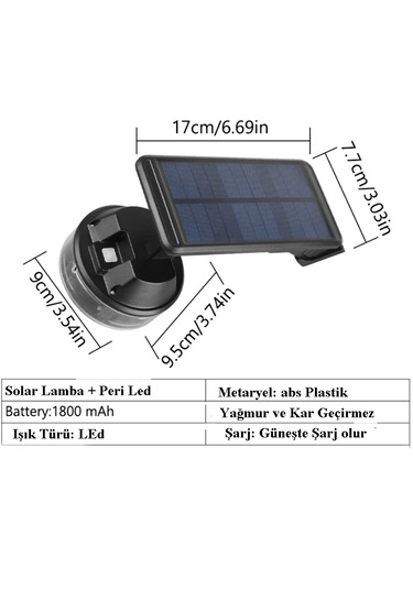 2in1 Güneş Enerjili 8mt Peri Led + Hareket Sensörlü Solar Lamba