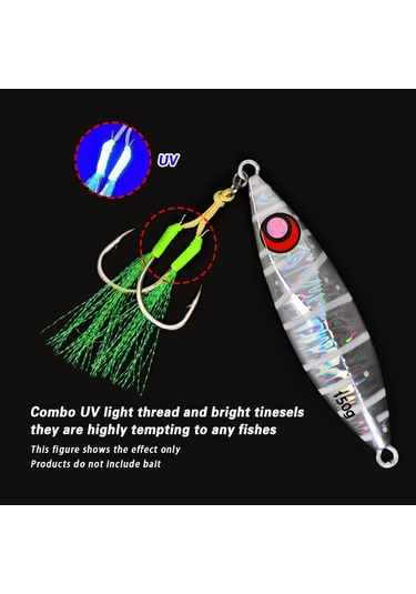 Tolu 10 Adet Metal Jig Kuyruk Destek Kancaları 13-22 Pe Hattı Tüy Katı Halka Green Double Hook 16 16