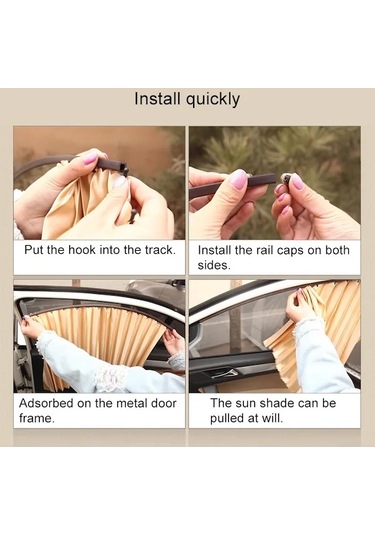 Tongxida 4'ü 1 Arada Araba Oto Güneşlik Perdeleri Ön Cam Örtüsü Seti Kırmızı, Altın