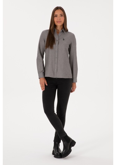 U.s. Polo Assn. Kadın Gri Gömlek Basic 50316711-vr024 Gri