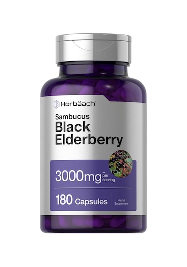 Horbaach Sambucus Black Elderberry 3000mg 180 Capsul.usa Me... Aromasız