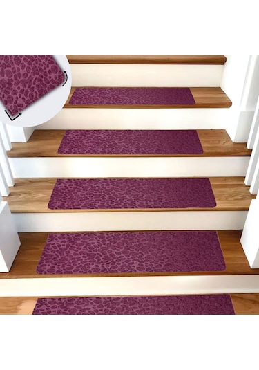 Tink Kaydırmaz Keçe Merdiven Matı 22x75 Cm Bordo