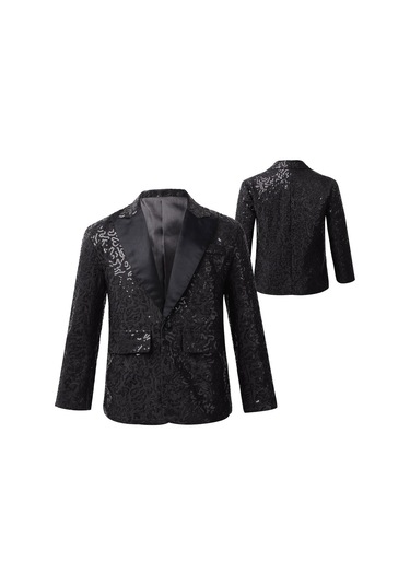 Siyah Çocuk Erkek Köpüklü Payetler Blazer Ceket Düğün Akşam Parti Dans Bir Düğme Resmi Takım Elbise Siyah Siyah Çocuk Erkek Köpüklü Payetler Blazer Ceket Düğün Akşam Parti Dans Bir Düğme Resmi Takım Elbise Siyah