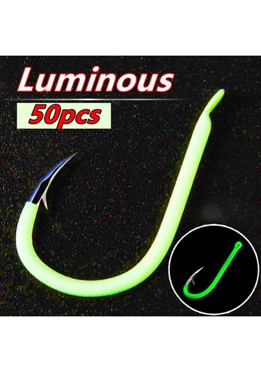 Jeehugo 50 Adet Sarı Floresan Oltacı İğne - Yüksek Karbon Çelik, 13 Boyut, Balıkçılık Enstrümanı