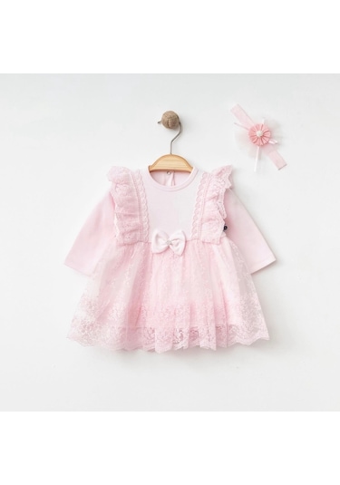 Işıl Baby Kız Bebek Dantel Detaylı Tül Elbise Pembe