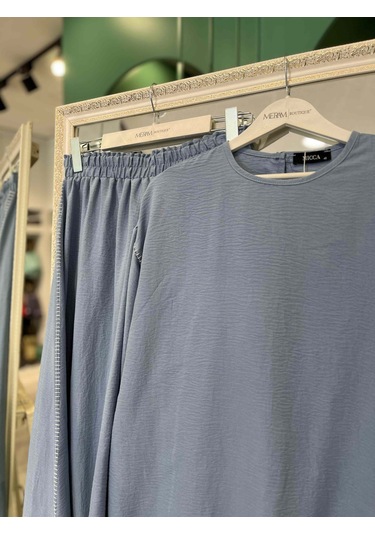 Mıcca Etekli Takım Kenar Nakış Detaylı 251883m - Açık Mavi - 42 Açık Mavi