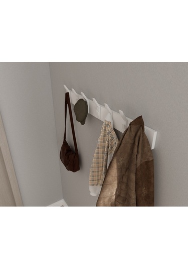 Hepsi3boyutlu Modern Duvar & Kapı Kanca Askılık - 7 Adet Beyaz Kanca Askılık - Model No : 3 Beyaz
