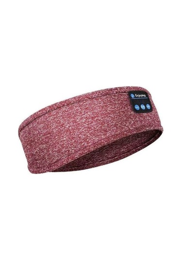 Vkemall Kırmızı Desenli Bluetooth Şapka, Uyku Ve Spor İçin Kablosuz Kulaklık, Işık Engellici Kafa Bantı Bordo