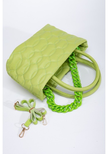 Kapitone Dikişli Zincirli Mint Yeşil Kadın Omuz Çantası-1992 - Kadın - Kız Mint