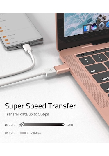 Usb-c To Usb 3.0 Adaptör 2 Li Set Kompakt Pembe Dönüştürücü Yüksek Performanslı Pratik Seti